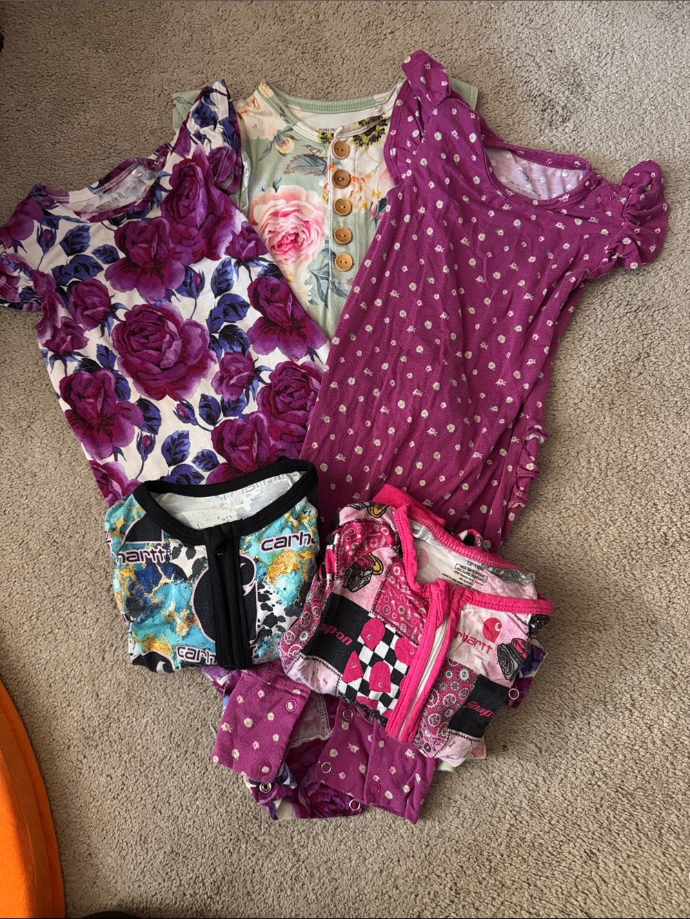 Girls Mixed Floral & Patterned Swim and Dresses - Purple, Pink, Green